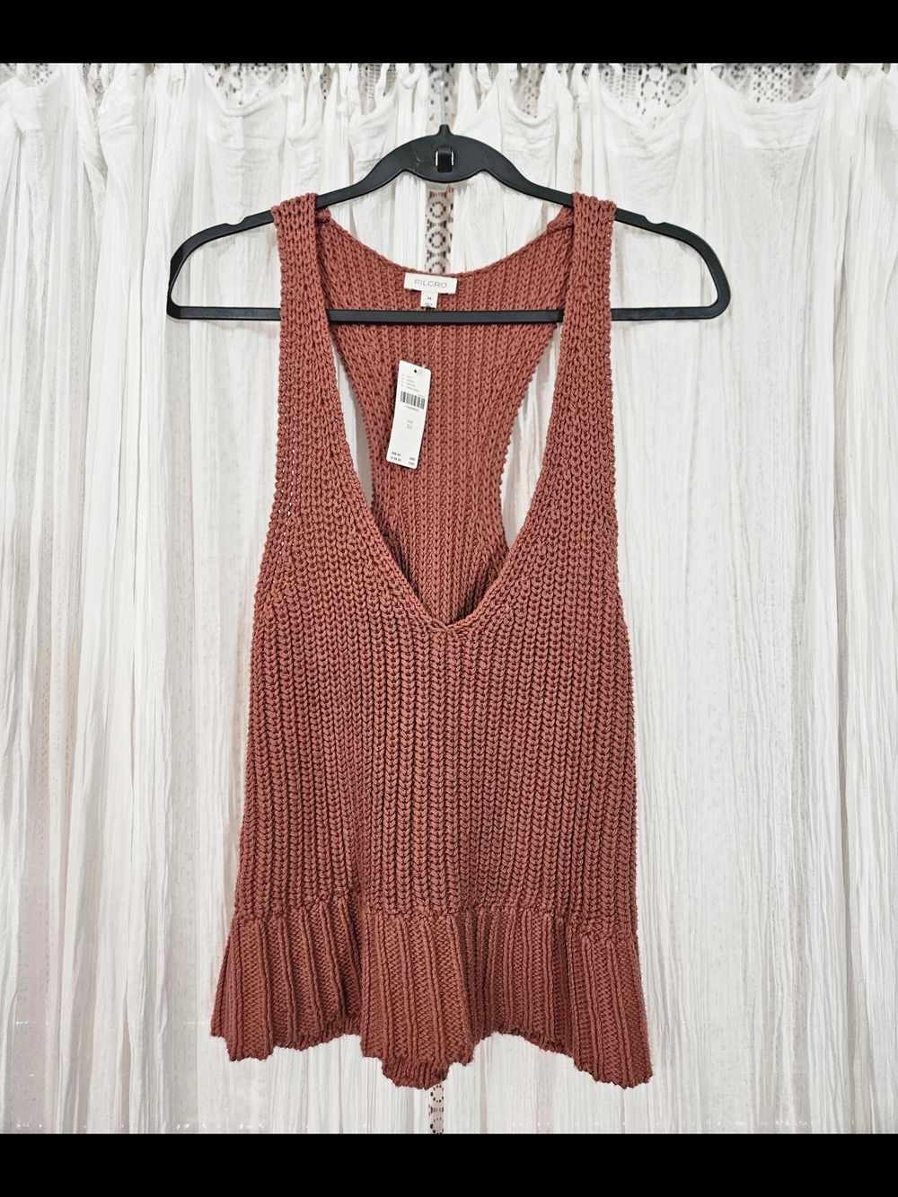 Rust-Colored Pilcro V-Neck Knit Tank From Anthropologie - XS